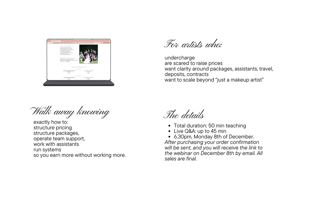 The Makeup Artist Pricing and Package Webinar